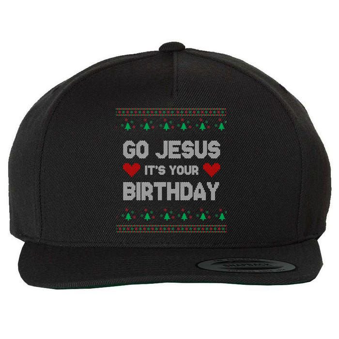 Go Jesus It's Your Birthday Ugly Christmas Party Wool Snapback Cap