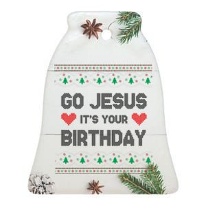 Go Jesus It's Your Birthday Ugly Christmas Party Ceramic Bell Ornament