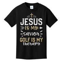 Golf Jesus Is My Savior Golf Is My Therapy - Jesus Kids T-Shirt