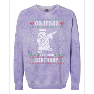 Go Jesus Its Your Birthday Christmas Dabbing Jesus Dab Cool Gift Colorblast Crewneck Sweatshirt