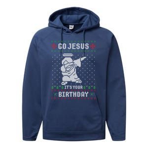 Go Jesus Its Your Birthday Christmas Dabbing Jesus Dab Cool Gift Performance Fleece Hoodie