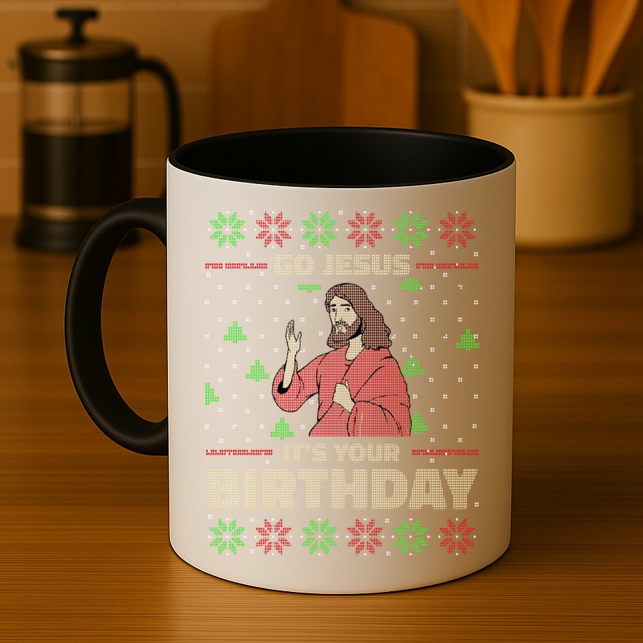 Go Jesus It's Your Birthday Christian Funny Ugly Christmas Mug