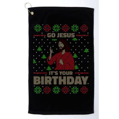 Go Jesus It's Your Birthday Christian Funny Ugly Christmas Golf Towel