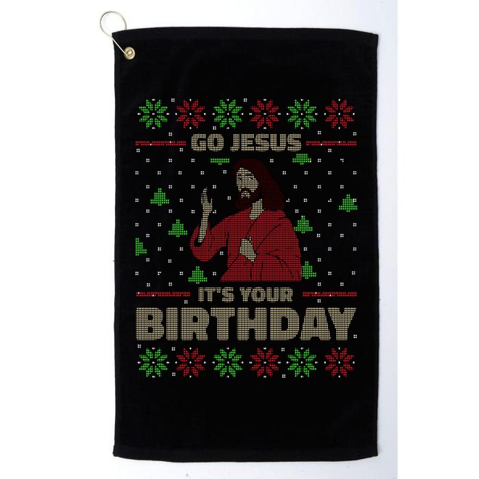 Go Jesus It's Your Birthday Christian Funny Ugly Christmas Golf Towel