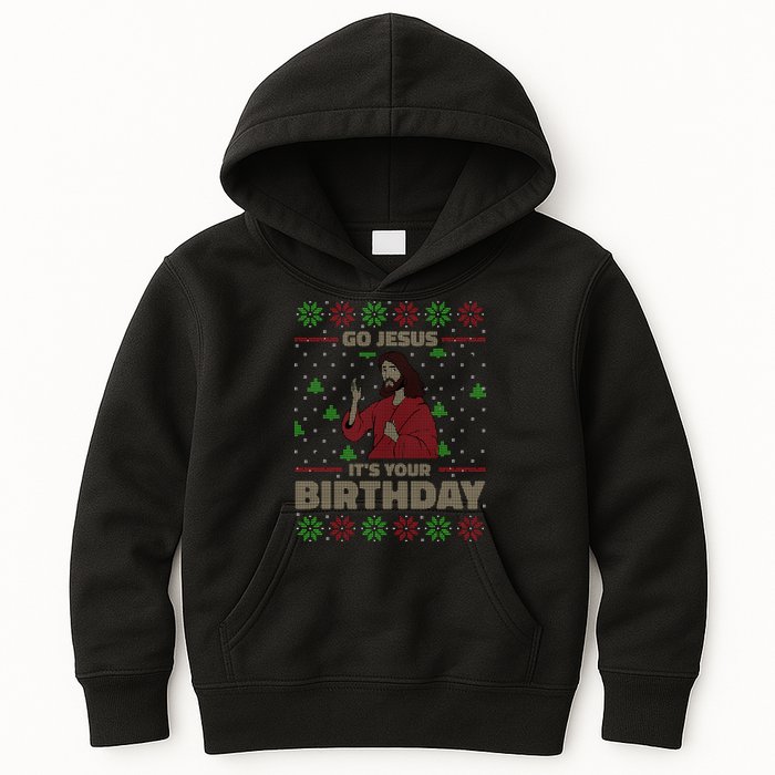 Go Jesus It's Your Birthday Christian Funny Ugly Christmas Kids Hoodie