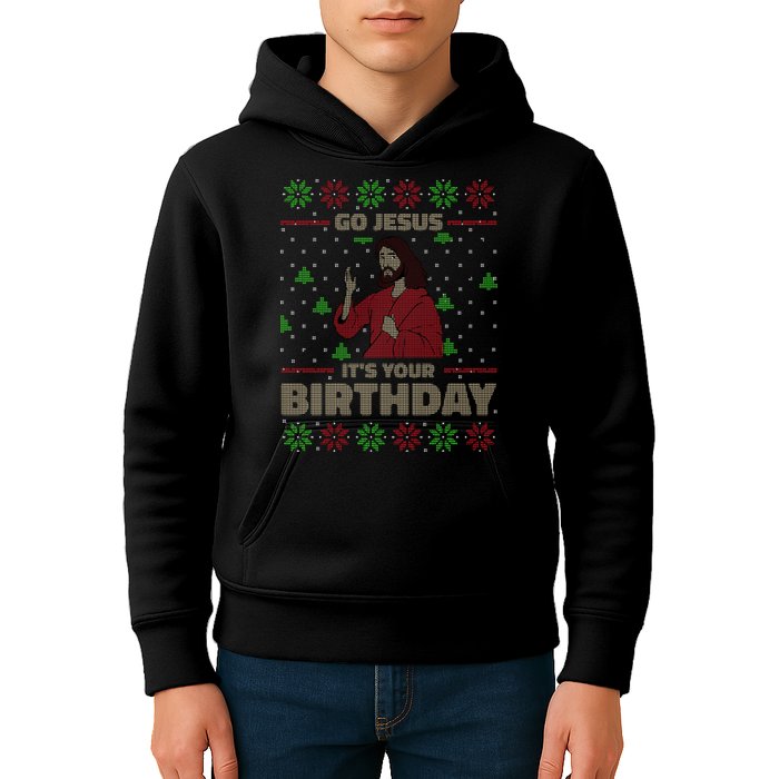 Go Jesus It's Your Birthday Christian Funny Ugly Christmas Kids Hoodie