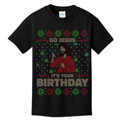 Go Jesus It's Your Birthday Christian Funny Ugly Christmas Kids T-Shirt