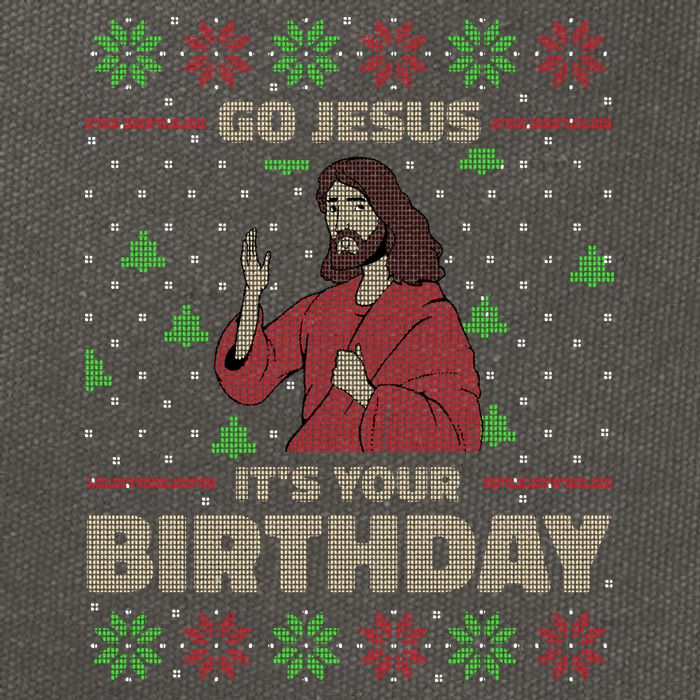 Go Jesus It's Your Birthday Christian Funny Ugly Christmas Cotton Canvas Backpack