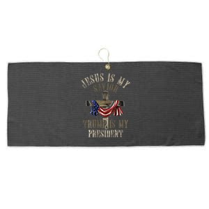 God Jesus Is My Savior Trump Is My President 2024 Christian Large Microfiber Waffle Golf Towel