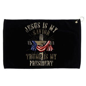 God Jesus Is My Savior Trump Is My President 2024 Christian Grommeted Golf Towel