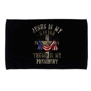 God Jesus Is My Savior Trump Is My President 2024 Christian Microfiber Hand Towel