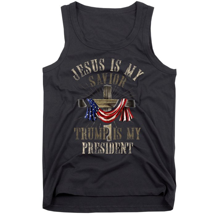 God Jesus Is My Savior Trump Is My President 2024 Christian Tank Top