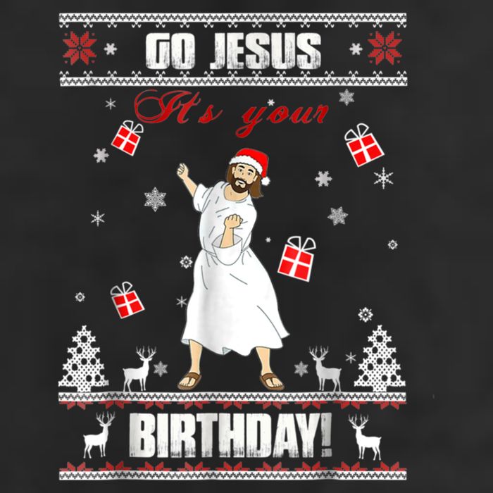 Go Jesus It's Your Birthday Ugly Christmas Party 7 Panel Mesh Trucker Snapback Hat