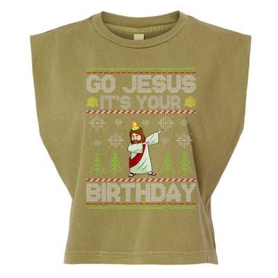 Go Jesus It's Your Birthday Ugly Xmas Sweater  Garment-Dyed Women's Muscle Tee