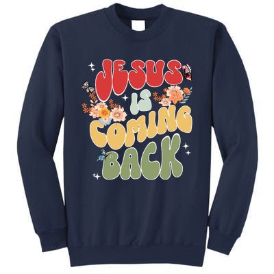 Groovy Jesus Is Coming Back Hippie Daisy Christian Christmas Sweatshirt