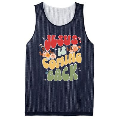 Groovy Jesus Is Coming Back Hippie Daisy Christian Christmas Mesh Reversible Basketball Jersey Tank