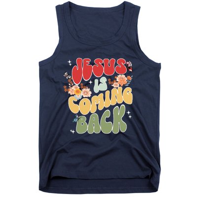 Groovy Jesus Is Coming Back Hippie Daisy Christian Christmas Tank Top