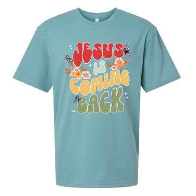 Groovy Jesus Is Coming Back Hippie Daisy Christian Christmas Sueded Cloud Jersey T-Shirt