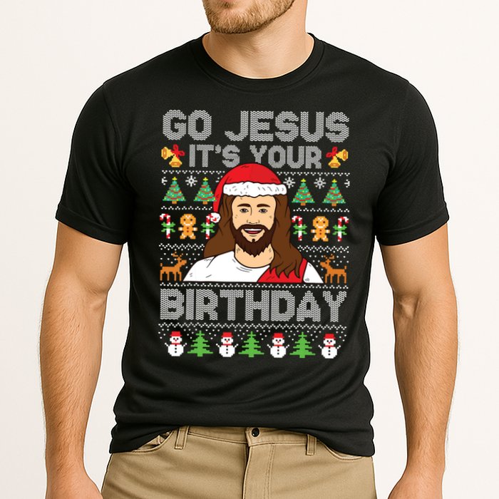 Go Jesus Its Your Birthday Ugly Christmas Sweater Funny Cooling Performance Crew T-Shirt