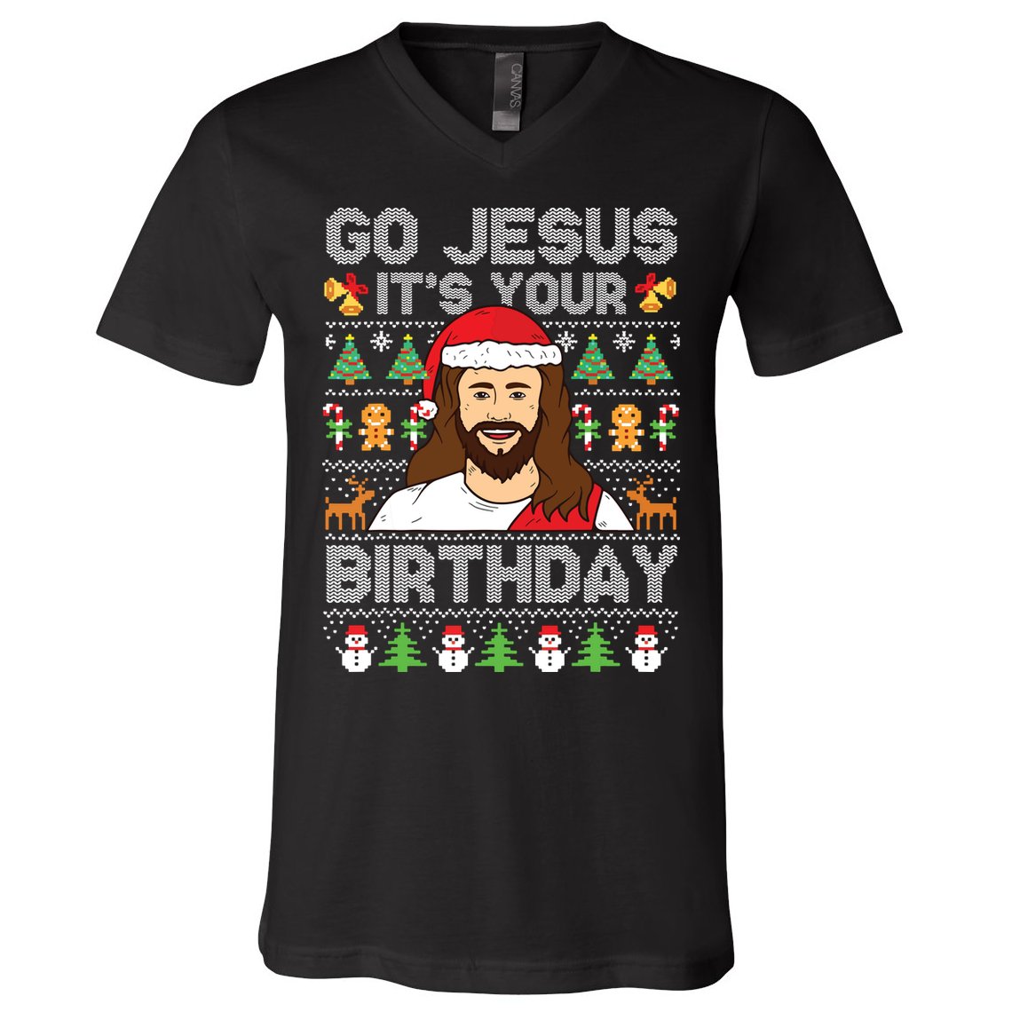 Go Jesus Its Your Birthday Ugly Christmas Sweater Funny V-Neck T-Shirt