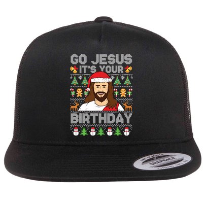 Go Jesus Its Your Birthday Ugly Christmas Sweater Funny Flatbill Hat