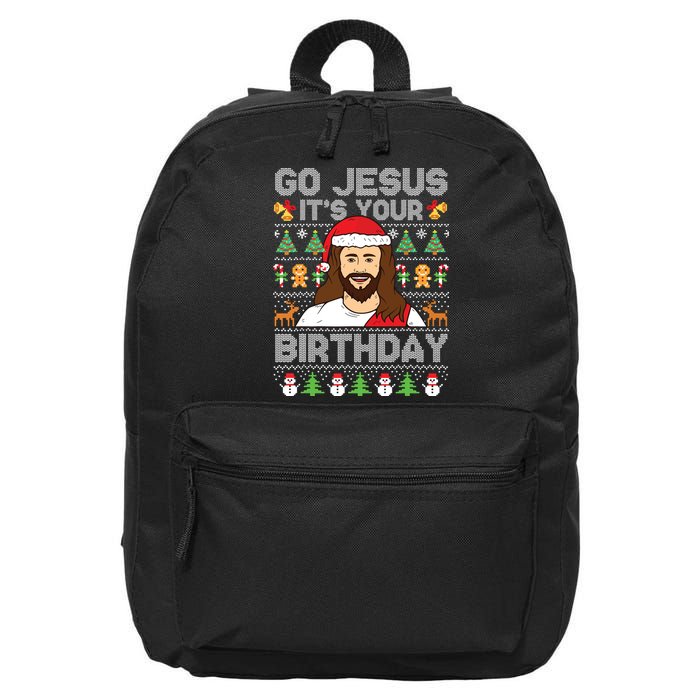 Go Jesus Its Your Birthday Ugly Christmas Sweater Funny 16 in Basic Backpack