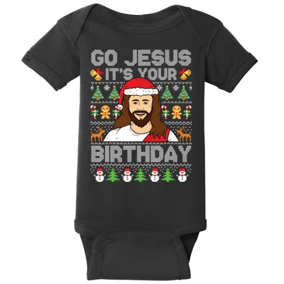 Go Jesus Its Your Birthday Ugly Christmas Sweater Funny Baby Bodysuit
