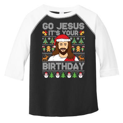 Go Jesus Its Your Birthday Ugly Christmas Sweater Funny Toddler Fine Jersey T-Shirt