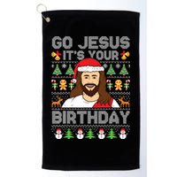 Go Jesus Its Your Birthday Ugly Christmas Sweater Funny Golf Towel