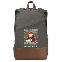 Go Jesus Its Your Birthday Ugly Christmas Sweater Funny Cotton Canvas Backpack