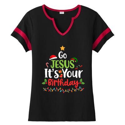 Go Jesus It's Your Birthday Funny Christmas Gifts Ladies Halftime Notch Neck Tee