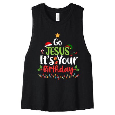 Go Jesus It's Your Birthday Funny Christmas Gifts Women's Racerback Cropped Tank