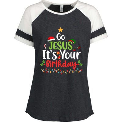 Go Jesus It's Your Birthday Funny Christmas Gifts Enza Ladies Jersey Colorblock Tee