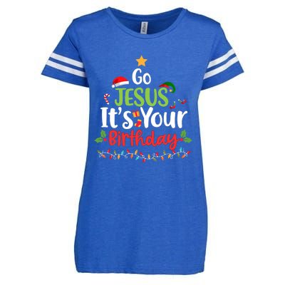 Go Jesus It's Your Birthday Funny Christmas Gifts Enza Ladies Jersey Football T-Shirt