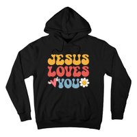 Groovy Jesus Loves You Christian 70's Hippie Hoodie