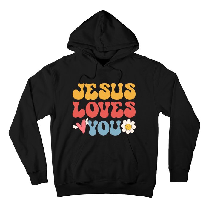 Groovy Jesus Loves You Christian 70's Hippie Hoodie