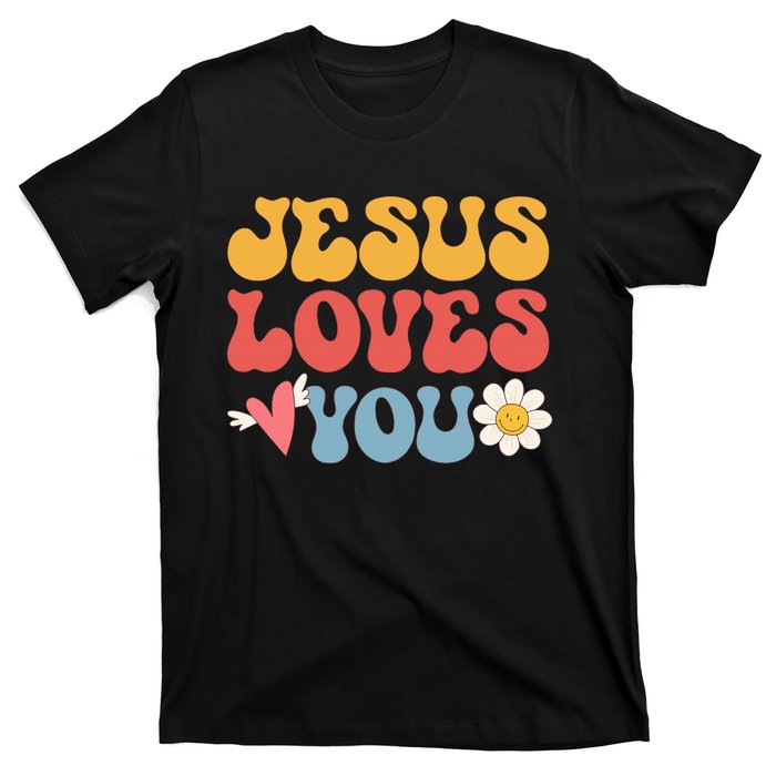 Groovy Jesus Loves You Christian 70's Hippie T-Shirt