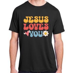 Groovy Jesus Loves You Christian 70's Hippie Adult ChromaSoft Performance T-Shirt