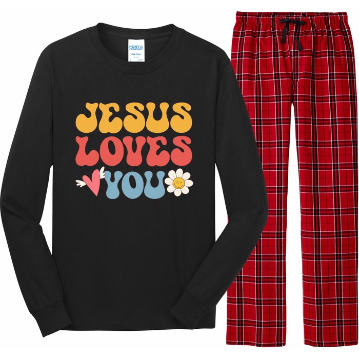 Groovy Jesus Loves You Christian 70's Hippie Long Sleeve Pajama Set