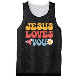 Groovy Jesus Loves You Christian 70's Hippie Mesh Reversible Basketball Jersey Tank