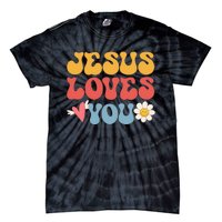 Groovy Jesus Loves You Christian 70's Hippie Tie-Dye T-Shirt