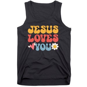 Groovy Jesus Loves You Christian 70's Hippie Tank Top