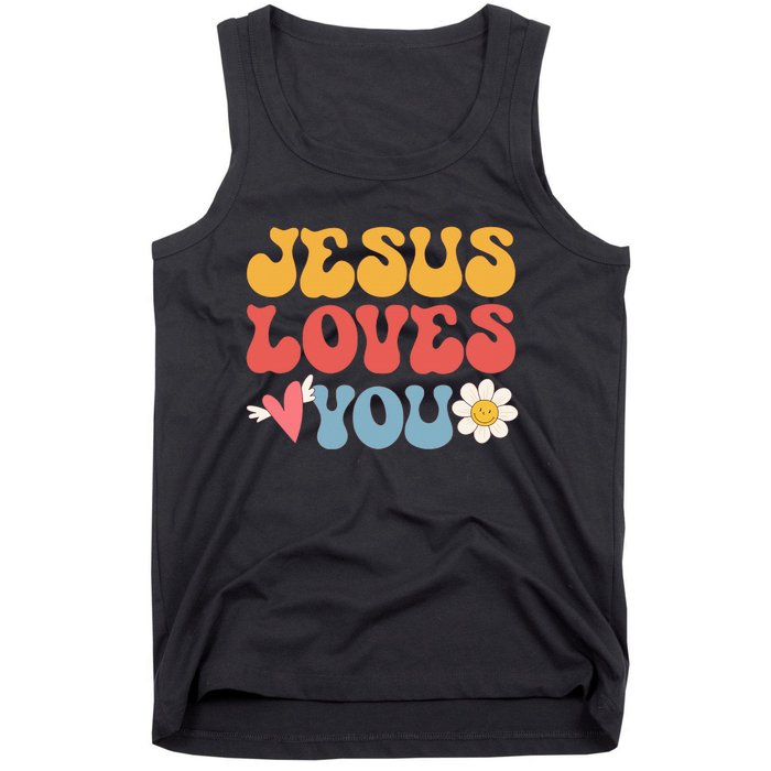 Groovy Jesus Loves You Christian 70's Hippie Tank Top