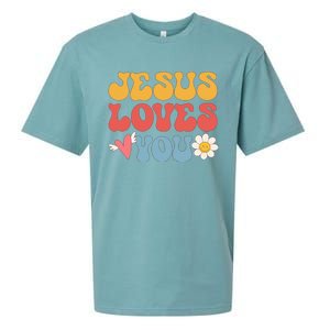 Groovy Jesus Loves You Christian 70's Hippie Sueded Cloud Jersey T-Shirt