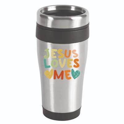 Groovy Jesus Loves Me Biblical Christian Church Retro 16oz Travel Tumbler