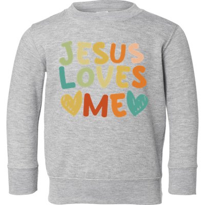 Groovy Jesus Loves Me Biblical Christian Church Retro Toddler Sweatshirt