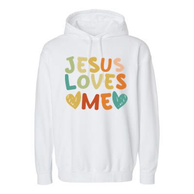 Groovy Jesus Loves Me Biblical Christian Church Retro Garment-Dyed Fleece Hoodie