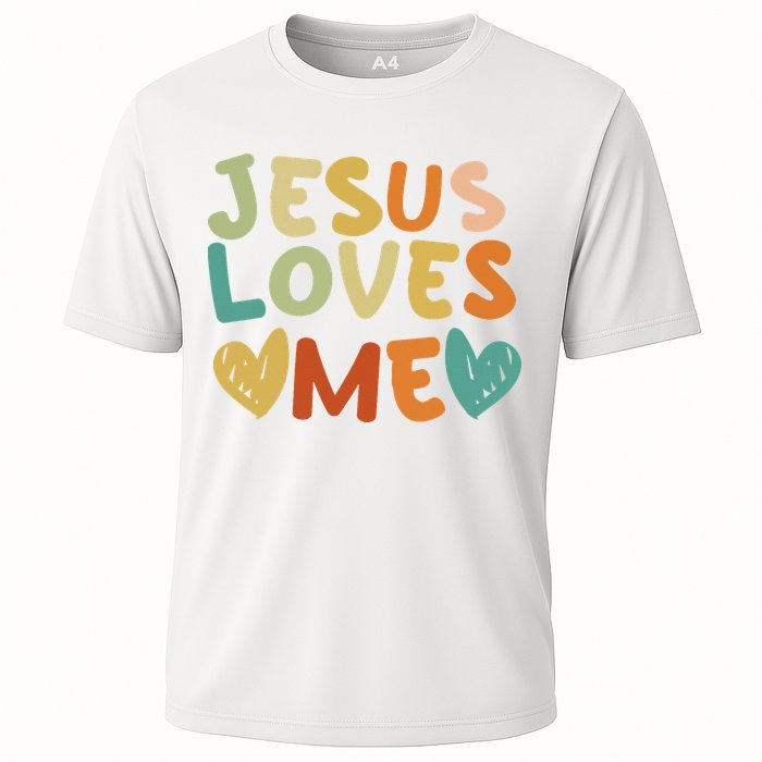 Groovy Jesus Loves Me Biblical Christian Church Retro Cooling Performance Crew T-Shirt