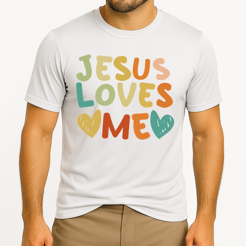 Groovy Jesus Loves Me Biblical Christian Church Retro Cooling Performance Crew T-Shirt