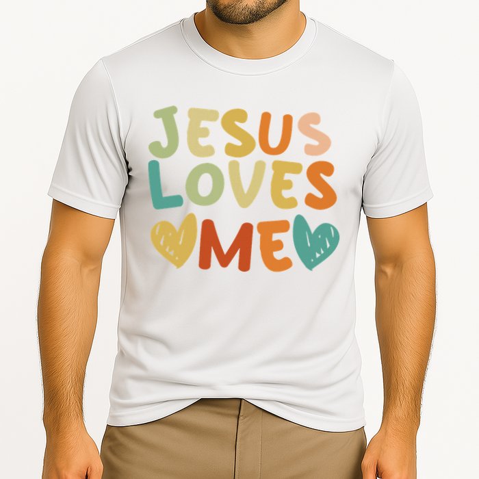 Groovy Jesus Loves Me Biblical Christian Church Retro Cooling Performance Crew T-Shirt